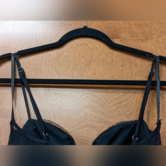 Windsor Black Dotted Mesh Prom Dress - Picture 7 of 9